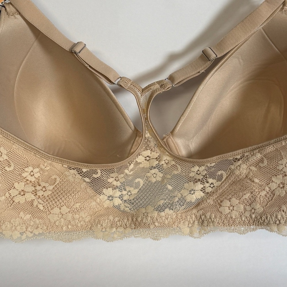Maidenform New 38DD 07112 Front Close One Fab Fit Xtra Coverage T-Back Bra Beige - Picture 4 of 9